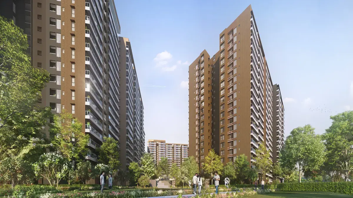 Prestige Varthur Road towers with garden walkway